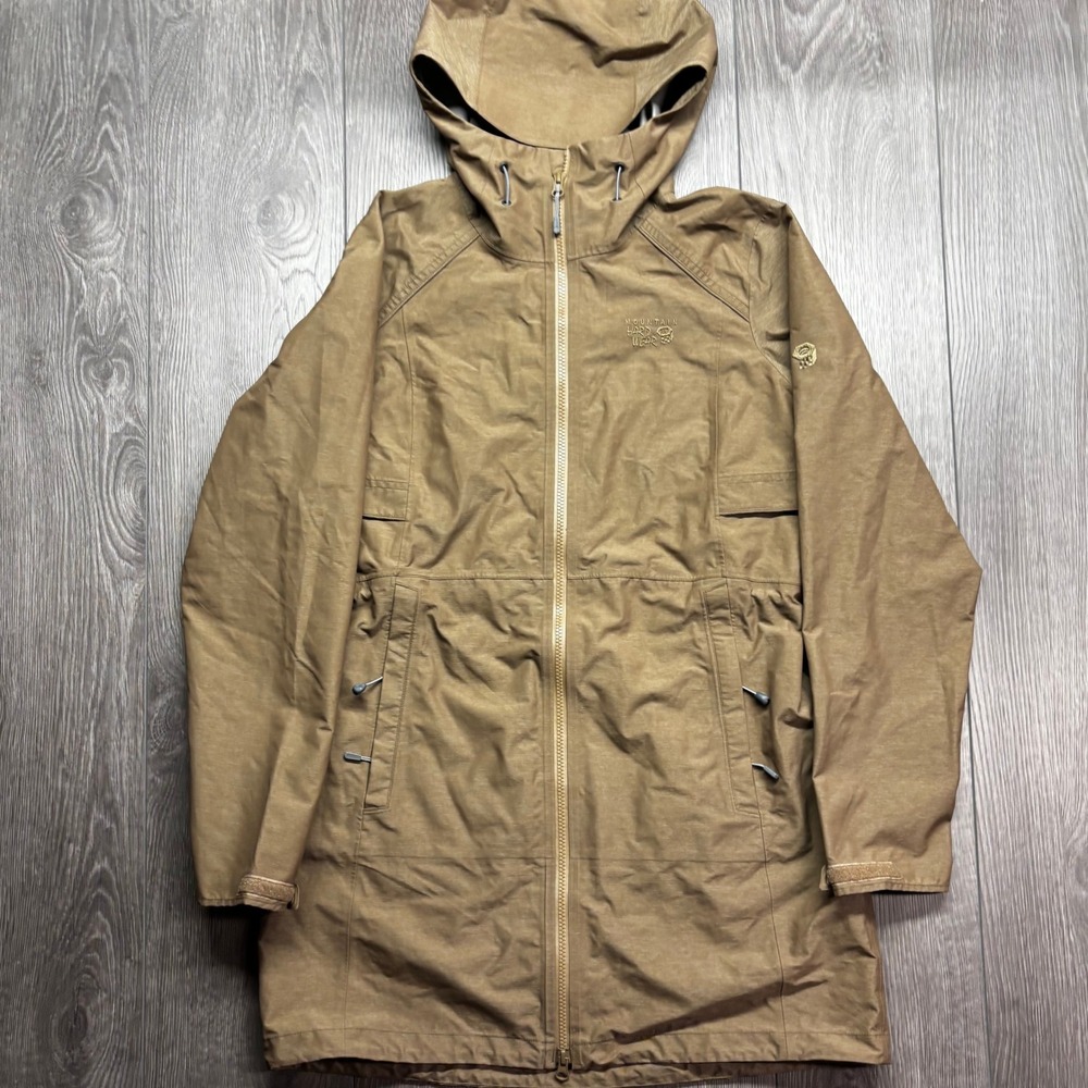 Mountain Hardwear Womens Medium Brown Hooded Full Zip Parka Jacket Size Hiking